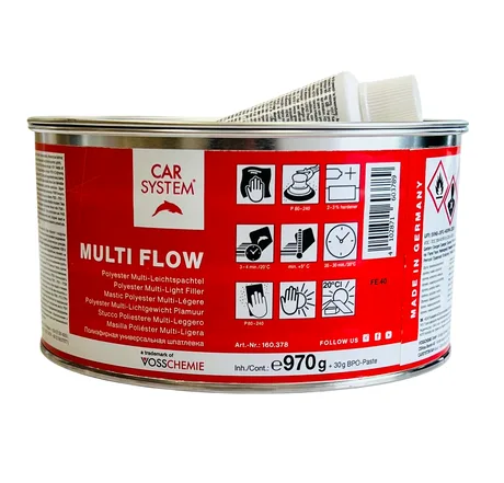 Шпатлевка 2К полиэфирная облегченная MULTI FLOW, голубая (1.0кг)