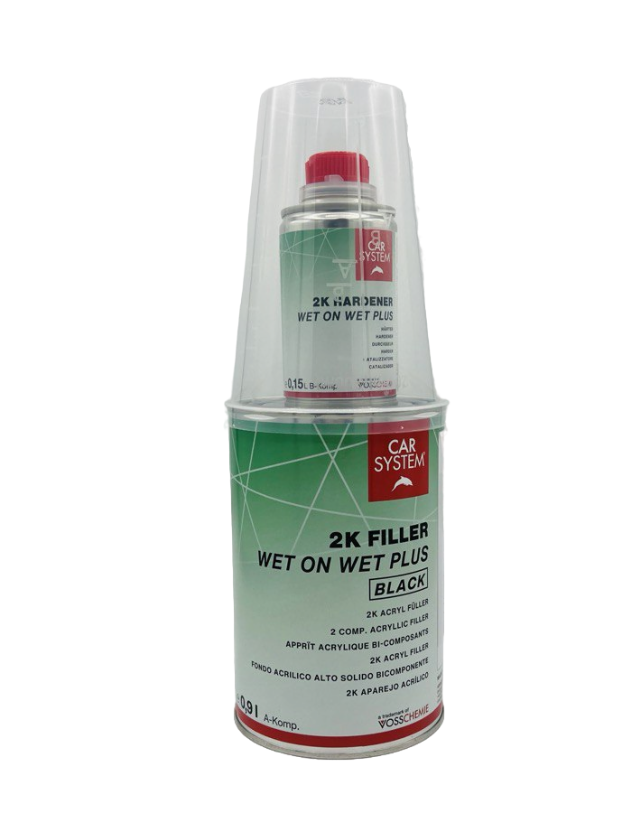 Грунт-наполнитель 2K FILLER WET ON WET PLUS (грунт 0.9л + отвердитель 0.15л), черный